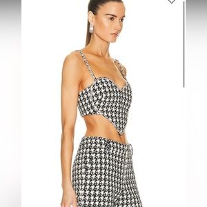 NWT AREA Houndstooth Heart Wool Blend Crop Sz. 0